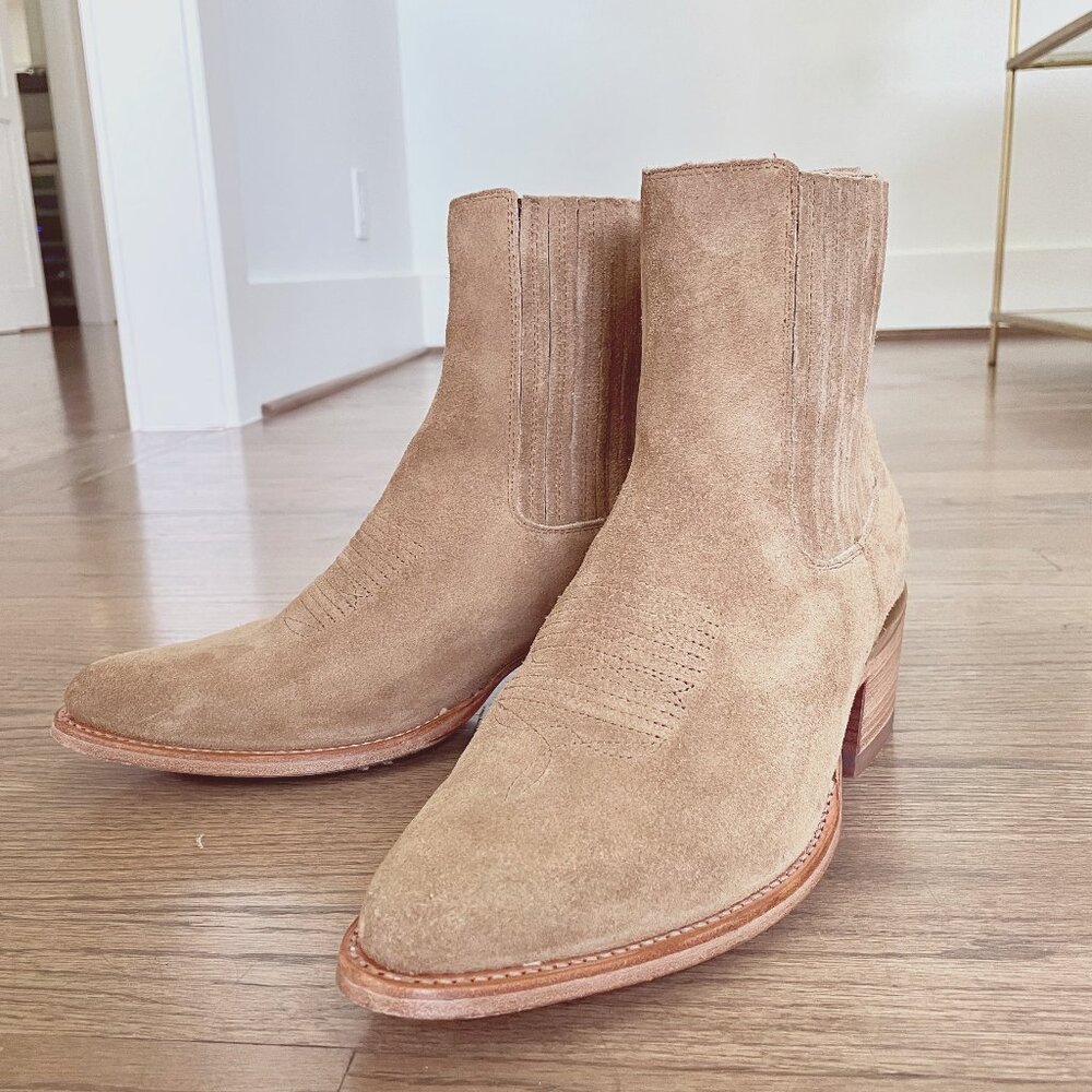 Tecovas Taylor tan suede boots